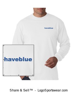 white long-sleeve t-shirt with blue logo Design Zoom